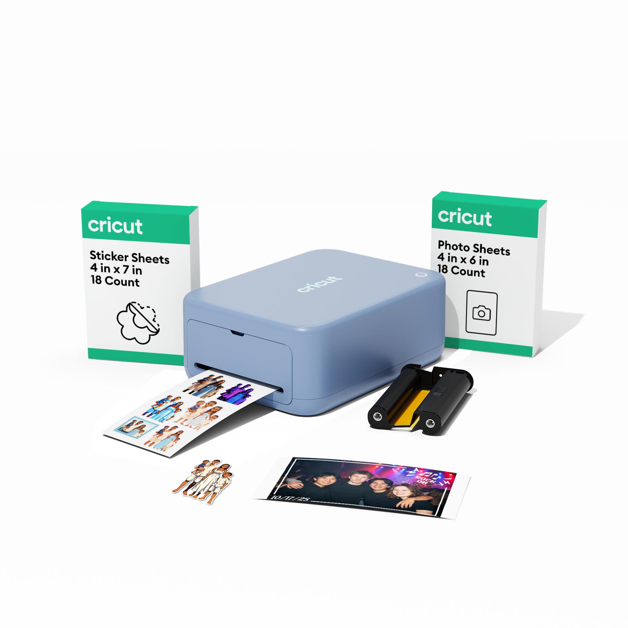 Tiskárna a řezačka samolepek Cricut StickerPix Print + Cut v modré barvě